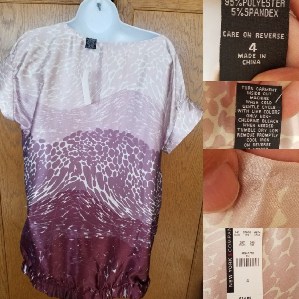 New York & company purple animal print blouse - Picture 8 of 8